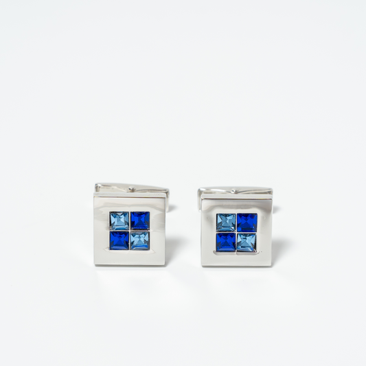 Colleras Plateadas con Incrustaciones en Tonos Azules
