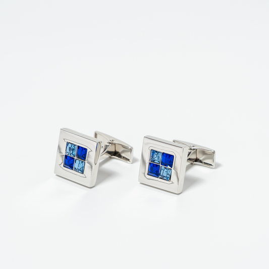 Colleras Plateadas con Incrustaciones en Tonos Azules